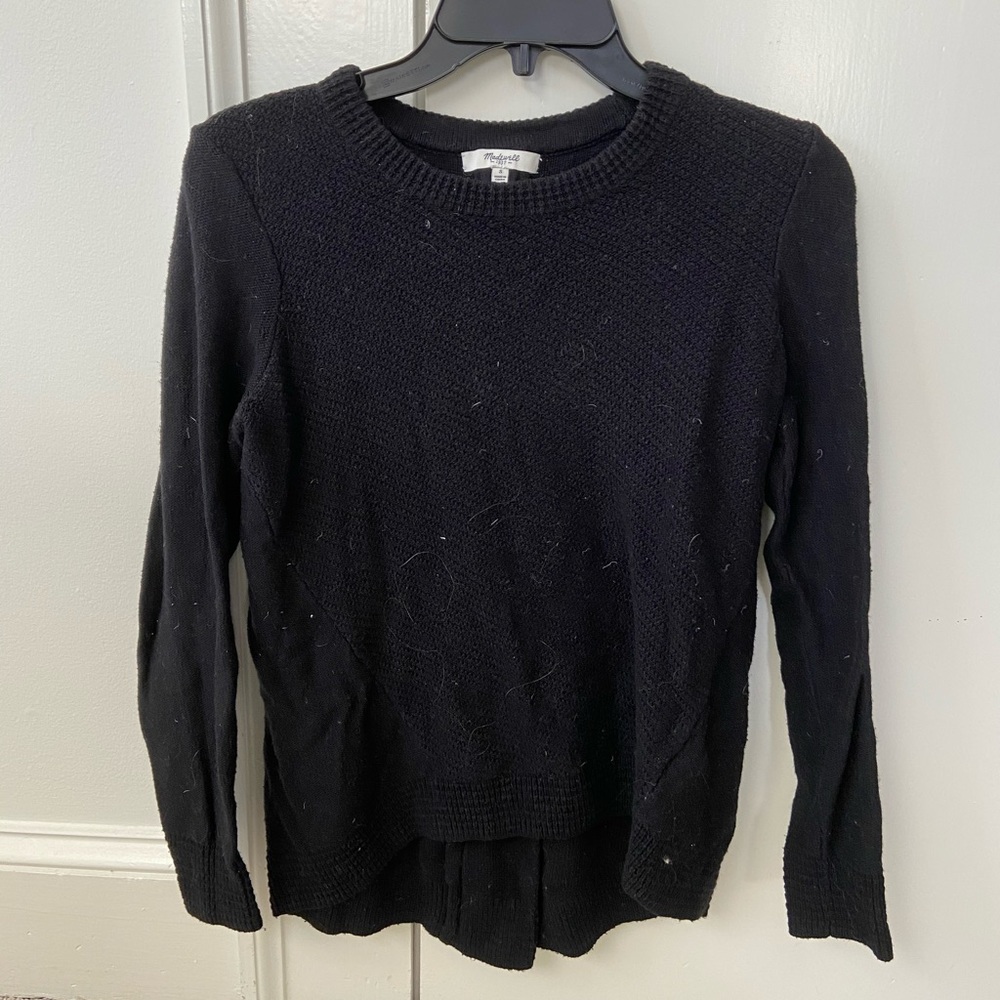 Madewell black sweater with zipper back